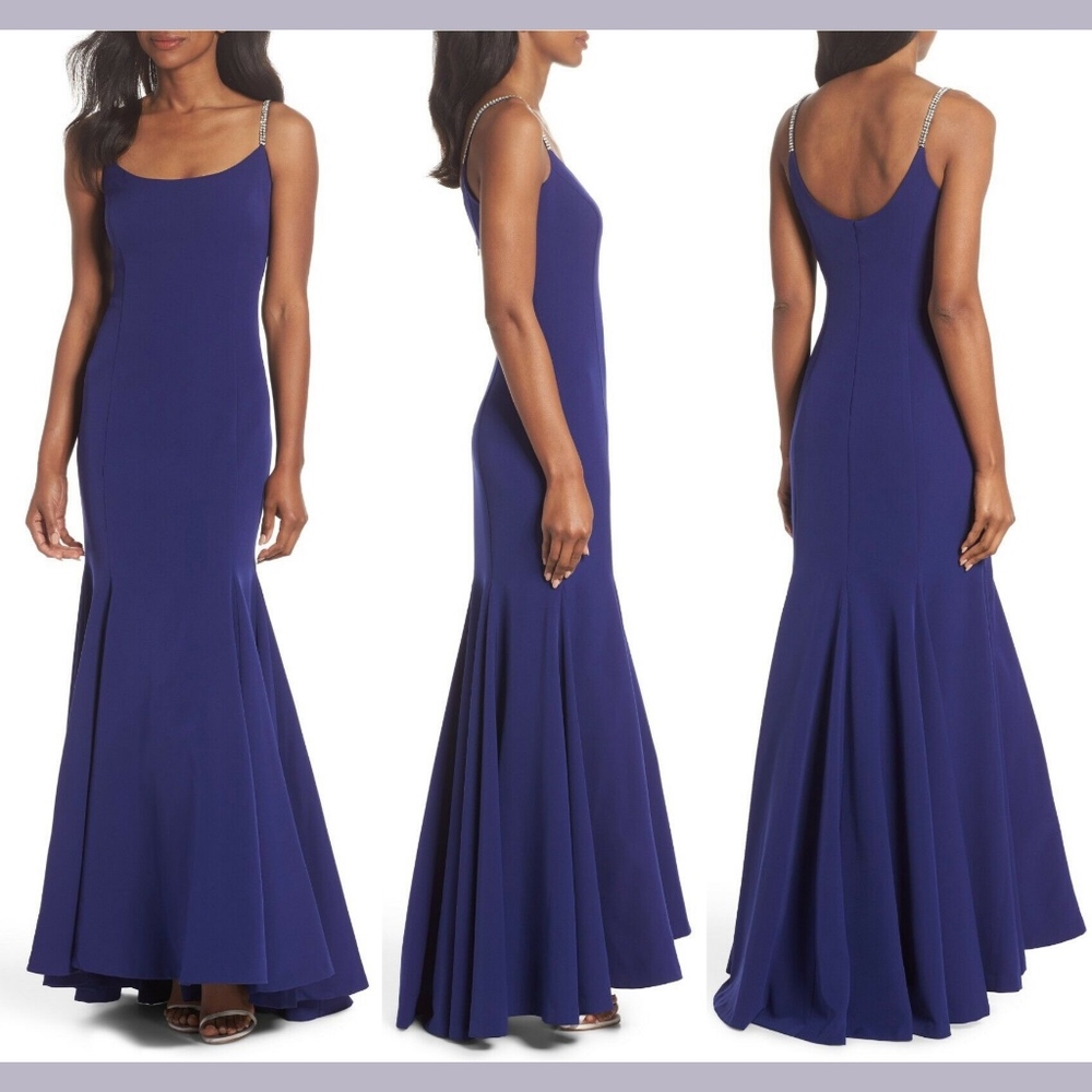 NWD $228 Vince Camuto Laguna Crystal Strap Mermaid Gown Purple [SZ 12‎ ]